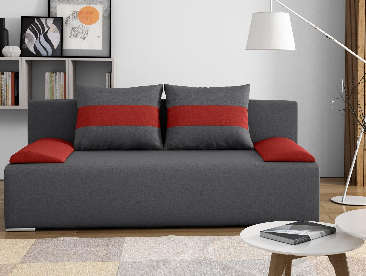 SOFA BED VERA 197CM BLUE/BEIGE / FOAMMADE IN INARI FABRIC CLICK HEREThe couch is made of high-quality materials. Its solid frame is made of solid wood and furniture board.The seat and backrest are made of first-class foam, which makes it relatively resist