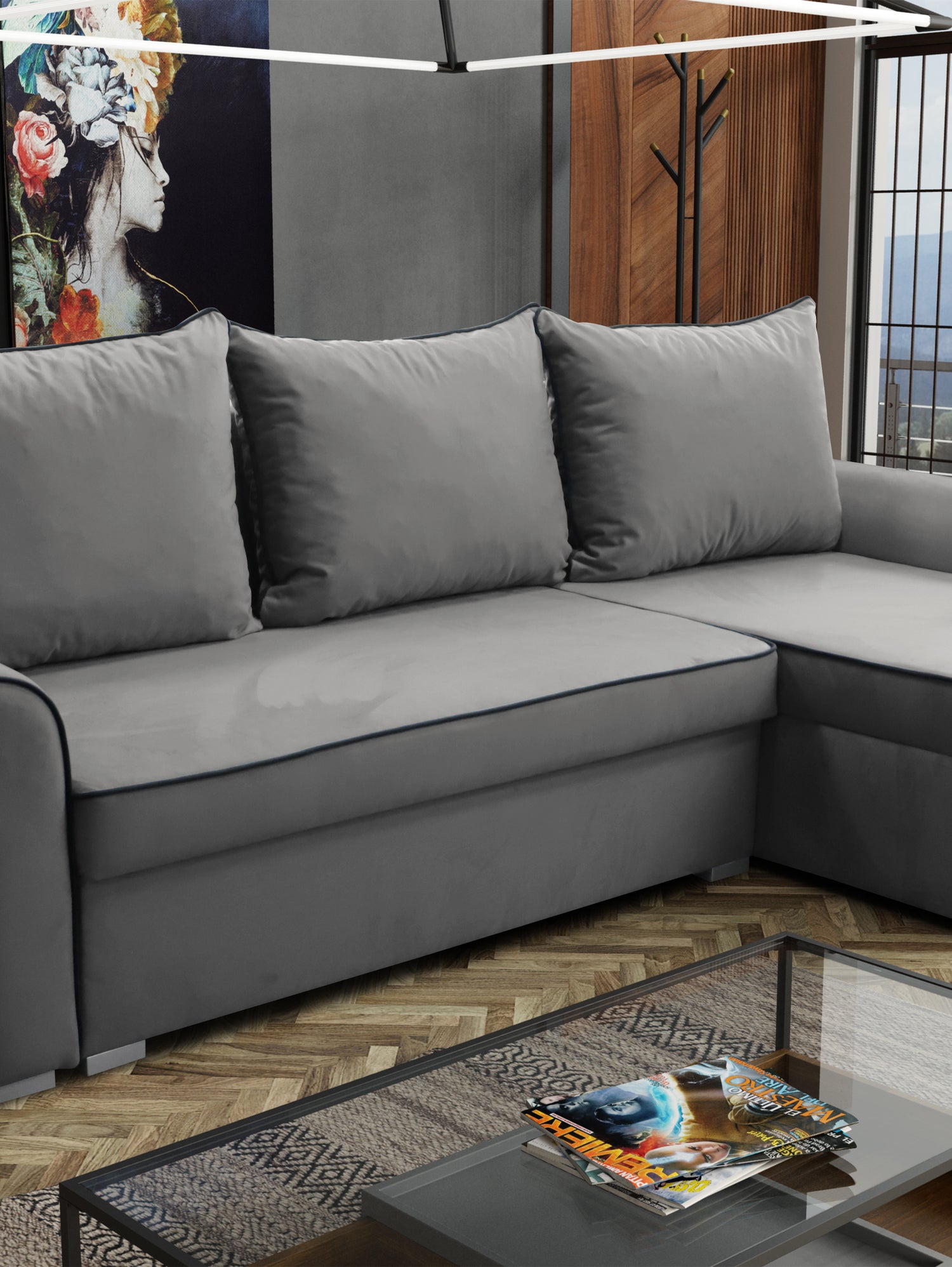 UNIVERSAL CORNER SOFA BED LORD 244cm 2X STORAGE SPACE CHOICE OF COLORS / FOAMTHIS MODEL IS UNIVERSAL WHICH MEANS YOU CAN CHOOSE CORNER SIDE DURING ASSEMBLY3x PILLOWS INCLUDED2X STORAGE SPACEMADE IN MANILA FABRIC CLICK HERE2X STORAGE SPACEManila are charac