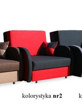 SINGLE SOFA BED SUZIE 97CM BLACK/RED / FOAMDimensions :- width 97 cm- height 85 cm- depth 95 cm- area sleeping 80/195 cm +/- 3The sofa is made of a wooden frame, the sleeping surface is made of PUR T30 / 42 foam.The sofa is unfolded using an automatic mac