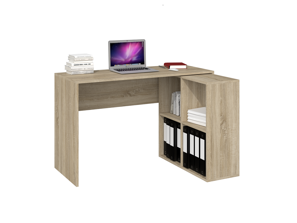 CORNER DESK PLUS BOOKCASE 2X2 SONOMAfunctionality simple and modern design creates a comfortable work space smooth sides without end caps easy assembly assembly instructions in the packageMATERIAL: Body and fronts - 16mm laminated chipboard.Edges - finish