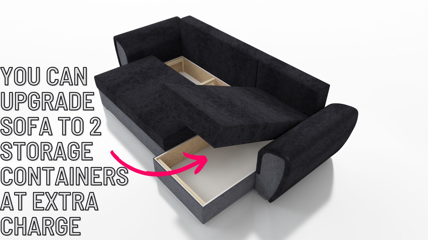 UNIVERSAL CORNER SOFA BED IRIS GREY/BLACK 260CM / FOAMTHIS MODEL IS UNIVERSAL WHICH MEANS YOU CAN CHOOSE CORNER SIDE DURING ASSEMBLY 3 X PILLOWS INCLUDED1 X STORAGE SPACE (OPTIONAL 2ND STORAGE FOR ADDITIONAL COST)Dimensions: width 260 cm depth 145 cm tota