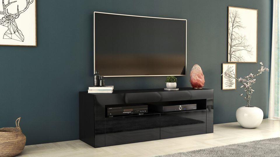 TV STAND DACO & DACO 2 WHITE OR BLACK GLOSS FRONTS 140CM & 160CM LED LIGHT OPTIONALDIMENSIONS 140CM Depth: 40 cm Width: 140cm Height: 45 cm DIMENSIONS 160CM Depth: 40 cm Width: 160cm Height: 45 cm DACO The simple design guarantees easy assembly and reliab