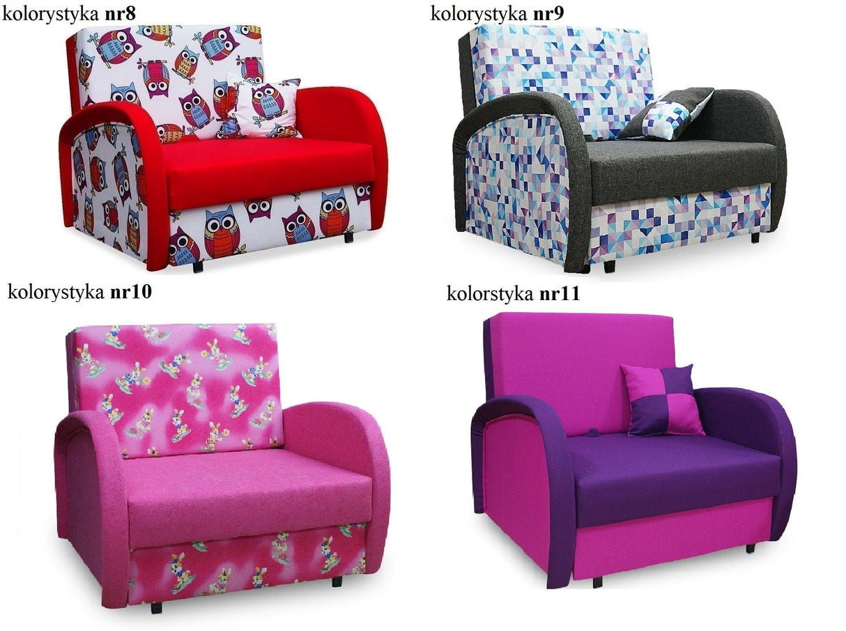SINGLE SOFA BED SUZIE 97CM CHOICE OF COLORS / FOAMDimensions :- width 97 cm- height 85 cm- depth 95 cm- area sleeping 80/195 cm +/- 3The sofa is made of a wooden frame, the sleeping surface is made of PUR T30 / 42 foam.The sofa is unfolded using an automa