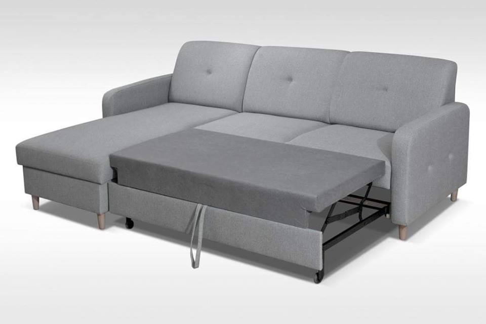 CORNER SOFA BED MILLI HUGO 28 BROWN 220cm / SPRINGS + FOAMMADE IN HUGO FABRIC CLICK HEREWavy springs ✔ Easy to turn it into bed ✔ Storage space✔ Wooden legs ✔ Dimensions: W: 220cm D:165cm, H of seat 42cmAnna Furniture
