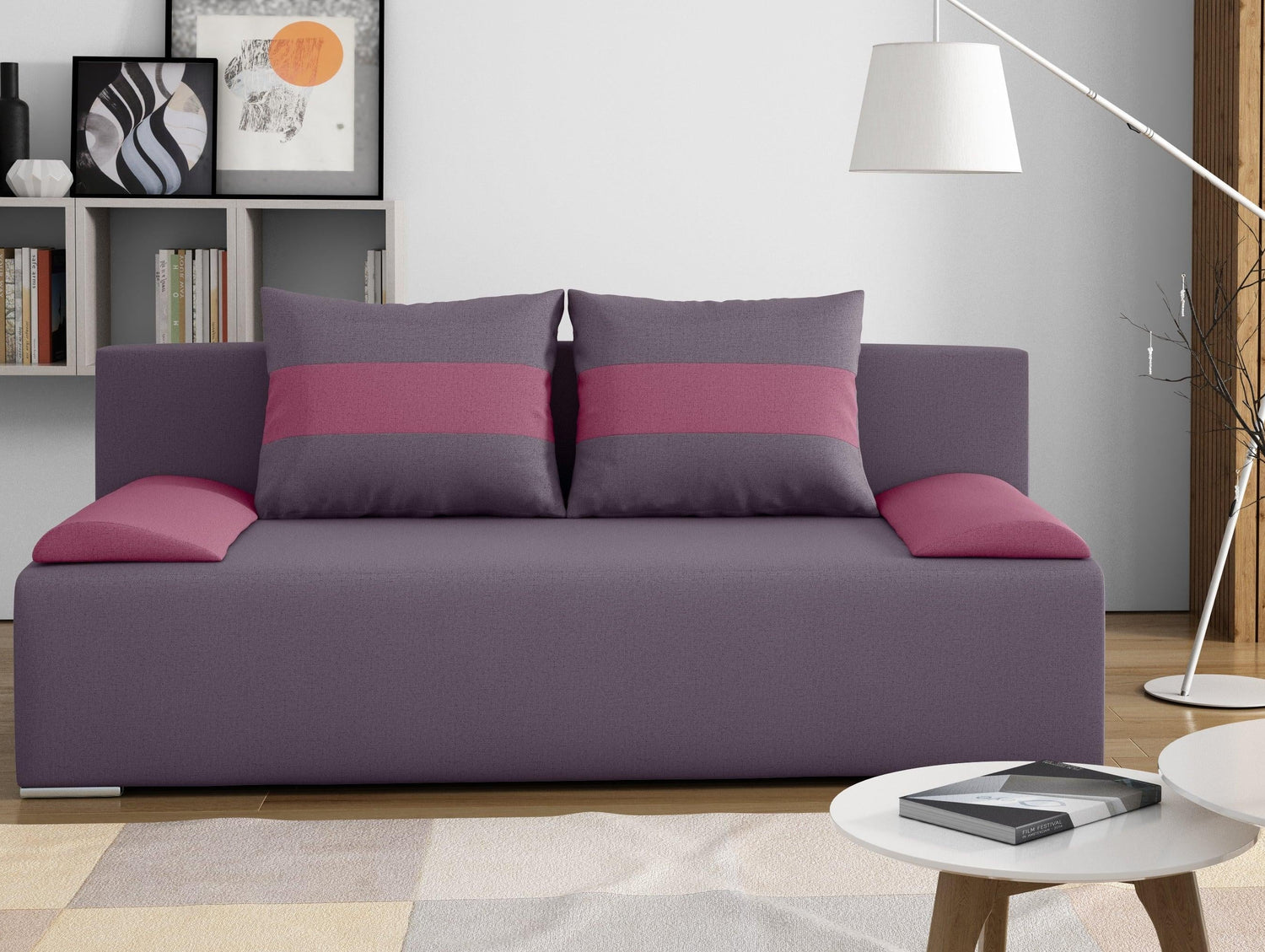 SOFA BED VERA 197CM BLUE/BEIGE / FOAMMADE IN INARI FABRIC CLICK HEREThe couch is made of high-quality materials. Its solid frame is made of solid wood and furniture board.The seat and backrest are made of first-class foam, which makes it relatively resist