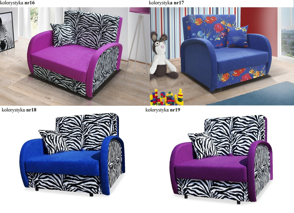 SINGLE SOFA BED SUZIE 97CM CHOICE OF COLORS / FOAMDimensions :- width 97 cm- height 85 cm- depth 95 cm- area sleeping 80/195 cm +/- 3The sofa is made of a wooden frame, the sleeping surface is made of PUR T30 / 42 foam.The sofa is unfolded using an automa