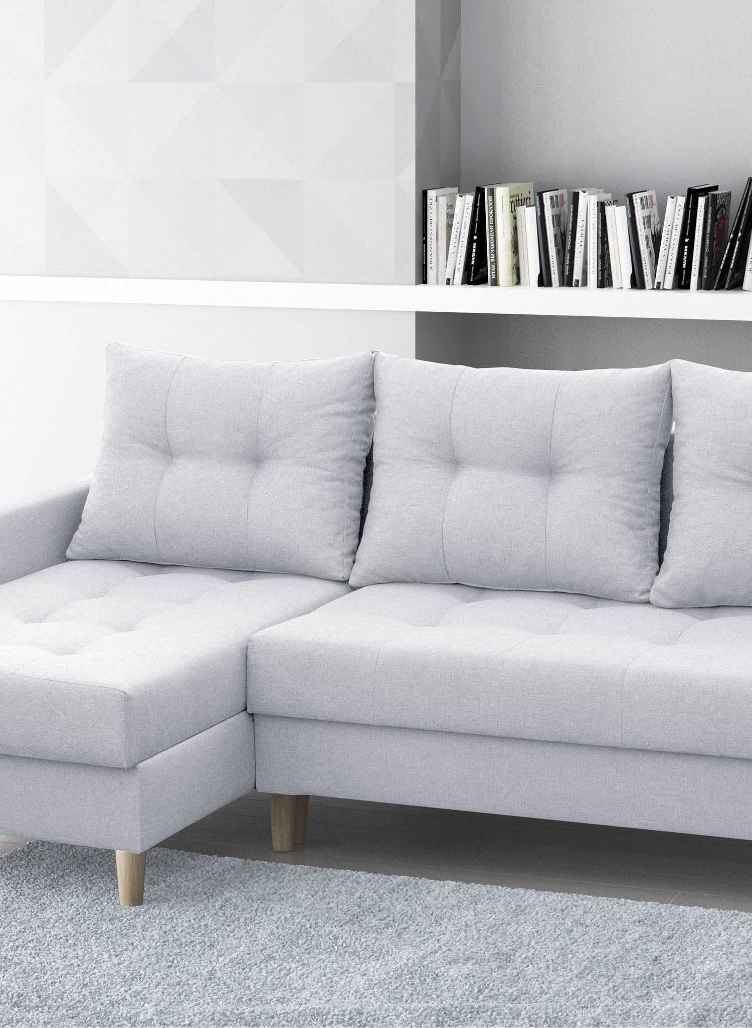 CORNER SOFA BED BRIAN 2X STORAGE SPACE MALMO 83 222x140cm universal RIGHT/LEFT CORNER / BONELL SPRINGS + FOAMTHIS MODEL IS UNIVERSAL WHICH MEANS YOU CAN CHOOSE CORNER SIDE DURING ASSEMBLYMADE IN MALMO FABRIC CLICK HERE3x PILLOWS INCLUDED2X STORAGE SPACEWO