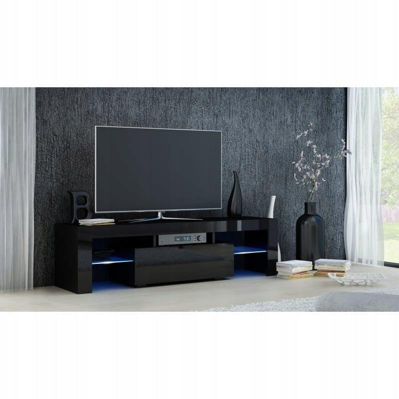 TV STAND DACO BLACK GLOSS FRONTS 140CM