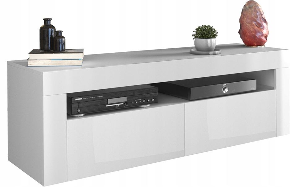 TV STAND DACO 2 WHITE GLOSS FRONTS 140CMDepth: 40 cmWidth: 140 cmHeight: 45 cmhttps://cdn.shopify.com/s/files/1/2162/9827/files/RTV_RUMBA_120-140_27.04.2020.PDF?v=1667516476Minimalist designThe cabinet has 2 functional and roomy storage compartments.The f