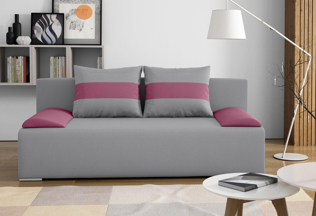 SOFA BED VERA 197CM BLUE/BEIGE / FOAMMADE IN INARI FABRIC CLICK HEREThe couch is made of high-quality materials. Its solid frame is made of solid wood and furniture board.The seat and backrest are made of first-class foam, which makes it relatively resist