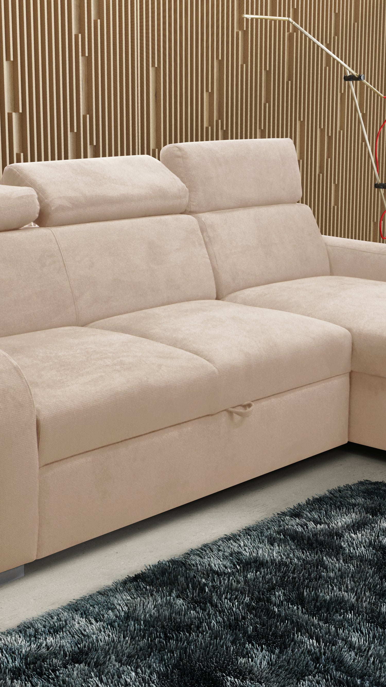 UNIVERSAL CORNER SOFA BED ASTEE 235CM EASY CLEAN FABRIC ADJUSTABLE HEADREST CHOICE OF COLORS / SPRINGS + FOAMTHIS MODEL IS UNIVERSAL WHICH MEANS YOU CAN CHOOSE CORNER SIDE DURING ASSEMBLYASTI 1 ecru ASTI 2 beige ASTI 3 cold beige ASTI 4 toffee ASTI 5 milk