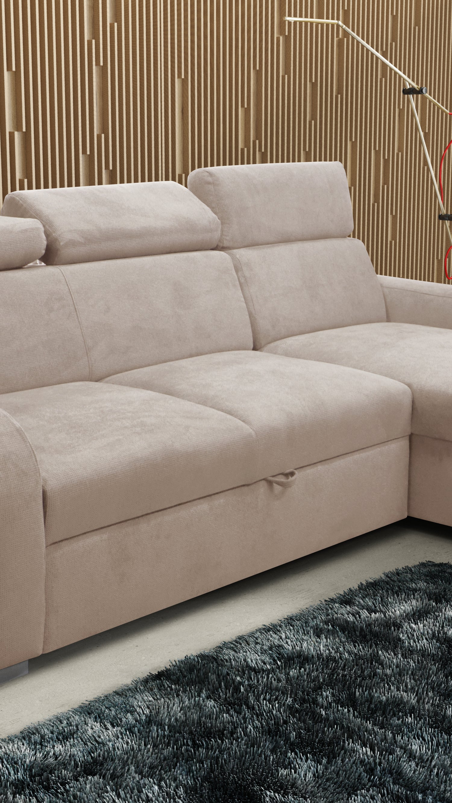 UNIVERSAL CORNER SOFA BED ASTEE 235CM EASY CLEAN FABRIC ADJUSTABLE HEADREST CHOICE OF COLORS / SPRINGS + FOAMTHIS MODEL IS UNIVERSAL WHICH MEANS YOU CAN CHOOSE CORNER SIDE DURING ASSEMBLYASTI 1 ecru ASTI 2 beige ASTI 3 cold beige ASTI 4 toffee ASTI 5 milk