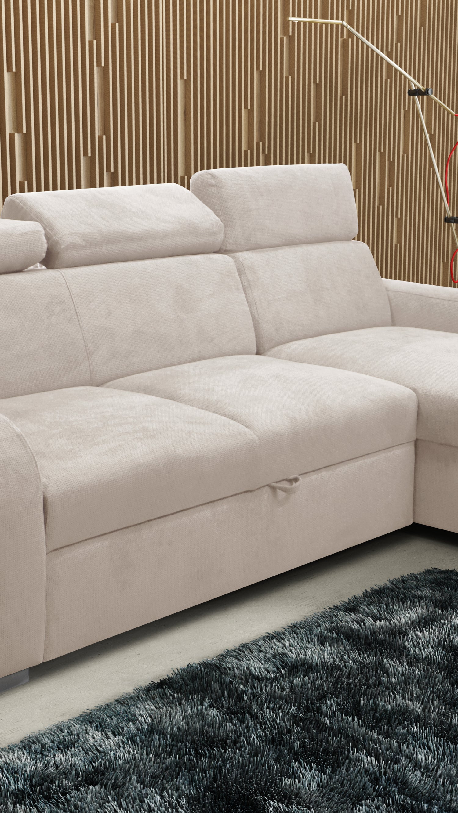 UNIVERSAL CORNER SOFA BED ASTEE 235CM EASY CLEAN FABRIC ADJUSTABLE HEADREST CHOICE OF COLORS / SPRINGS + FOAMTHIS MODEL IS UNIVERSAL WHICH MEANS YOU CAN CHOOSE CORNER SIDE DURING ASSEMBLYASTI 1 ecru ASTI 2 beige ASTI 3 cold beige ASTI 4 toffee ASTI 5 milk