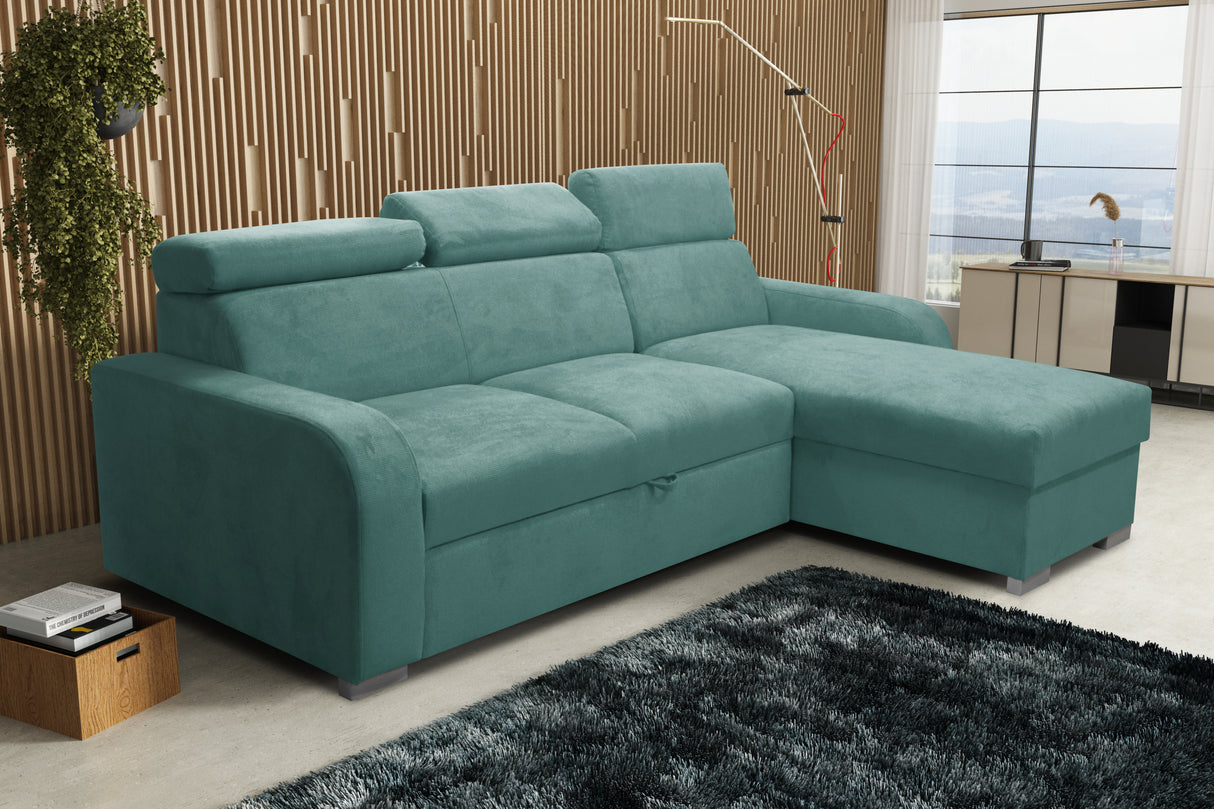 UNIVERSAL CORNER SOFA BED ASTEE 235CM EASY CLEAN FABRIC ADJUSTABLE HEADREST CHOICE OF COLORS / SPRINGS + FOAMTHIS MODEL IS UNIVERSAL WHICH MEANS YOU CAN CHOOSE CORNER SIDE DURING ASSEMBLYASTI 1 ecru ASTI 2 beige ASTI 3 cold beige ASTI 4 toffee ASTI 5 milk