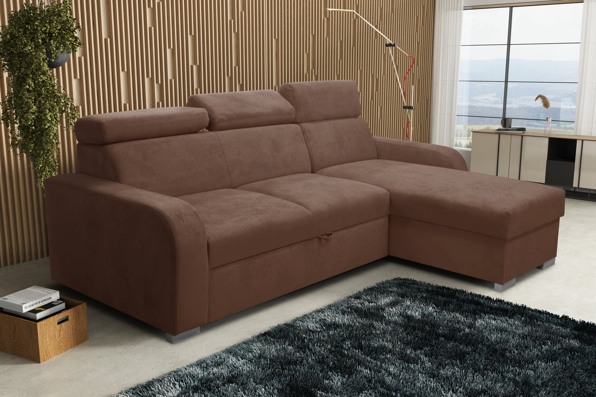 UNIVERSAL CORNER SOFA BED ASTEE 235CM EASY CLEAN FABRIC ADJUSTABLE HEADREST CHOICE OF COLORS / SPRINGS + FOAMTHIS MODEL IS UNIVERSAL WHICH MEANS YOU CAN CHOOSE CORNER SIDE DURING ASSEMBLYASTI 1 ecru ASTI 2 beige ASTI 3 cold beige ASTI 4 toffee ASTI 5 milk