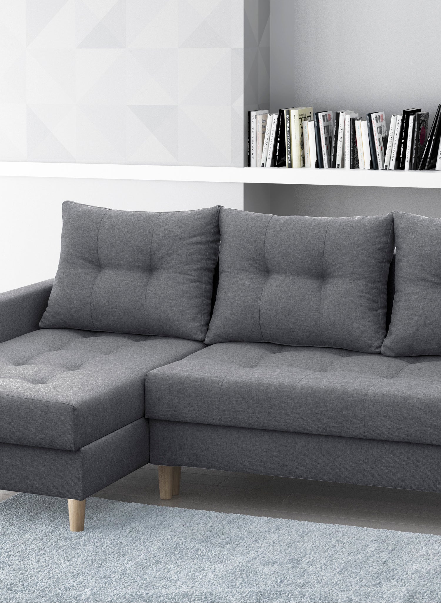 CORNER SOFA BED BRIAN 2X STORAGE SPACE MALMO 95 222x140cm universal RIGHT/LEFT CORNER / BONELL SPRINGS + FOAMTHIS MODEL IS UNIVERSAL WHICH MEANS YOU CAN CHOOSE CORNER SIDE DURING ASSEMBLYMADE IN MALMO FABRIC CLICK HERE3x PILLOWS INCLUDED2X STORAGE SPACEWO