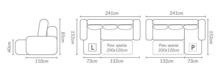 CORNER SOFA BED MAX 241CM / SPRINGS + FOAMSEAT AND CUSHIONS MADE IN LUX FABRIC CLICK HERE BOTTOM AND SIDES MADE OF FAUX LEATHER SOFT CLICK HERECORNER SOFA BED MAXIWAVY SPRINGSFOAM T30SLEEPING FUNCTIONDIMENSTIONS:WIDTH: 241CMDEPTH: 152CMHEIGHT: 85CMAnna Fu