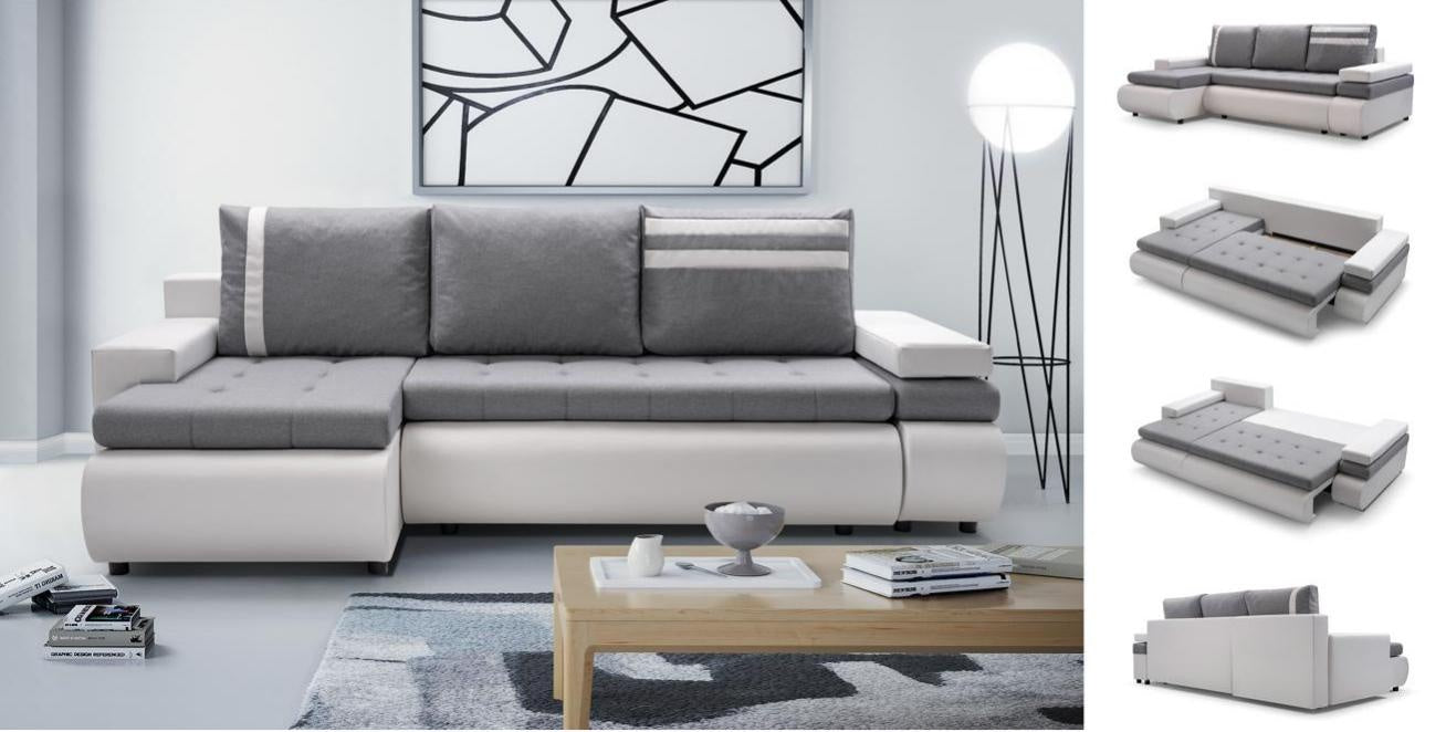 CORNER SOFA BED MAX 241CM / SPRINGS + FOAMSEAT AND CUSHIONS MADE IN LUX FABRIC CLICK HERE BOTTOM AND SIDES MADE OF FAUX LEATHER SOFT CLICK HERECORNER SOFA BED MAXIWAVY SPRINGSFOAM T30SLEEPING FUNCTIONDIMENSTIONS:WIDTH: 241CMDEPTH: 152CMHEIGHT: 85CMAnna Fu