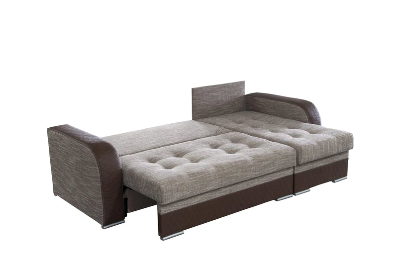 CORNER SOFA BED SAM BROWN MONOLITH STAIN RESISTANT FABRIC 236CM 2X STORAGE SPACE universal RIGHT/LEFT CORNER / BONELL SPRINGS + FOAMTHIS MODEL IS UNIVERSAL WHICH MEANS YOU CAN CHOOSE CORNER SIDE DURING ASSEMBLY 3x PILLOWS INCLUDED2X STORAGE SPACE BONELL S