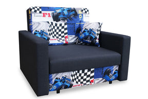 SINGLE SOFA BED SMART I 108CM FORMULAS / FOAMDimensions :- width 108 cm- height 85 cm- depth 95 cm- area sleeping 80/195 cm(no possibility to change dimensions) +/- 3The sofa is made of a wooden frame, the sleeping surface is made of PUR T30 / 42 foam. Th