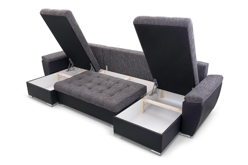 CORNER SOFA BED FENIX U GREY/BLACK 320cm - Anna Furniture