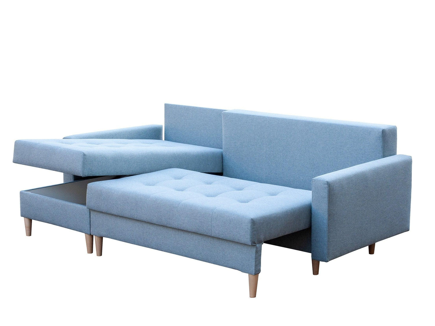 CORNER SOFA BED BRIAN 2X STORAGE SPACE MALMO 41 222x140cm universal RIGHT/LEFT CORNER / BONELL SPINGS + FOAMTHIS MODEL IS UNIVERSAL WHICH MEANS YOU CAN CHOOSE CORNER SIDE DURING ASSEMBLYMADE IN MALMO FABRIC CLICK HERE3x PILLOWS INCLUDED2X STORAGE SPACEWOO