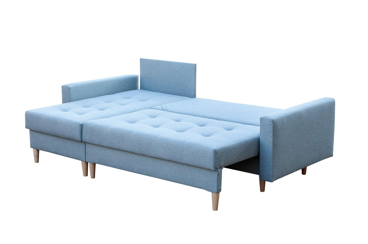 CORNER SOFA BED BRIAN 2X STORAGE SPACE MALMO 85 222x140cm universal RIGHT/LEFT CORNER / BONELL SPRINGS + FOAMTHIS MODEL IS UNIVERSAL WHICH MEANS YOU CAN CHOOSE CORNER SIDE DURING ASSEMBLYMADE IN MALMO FABRIC CLICK HERE3x PILLOWS INCLUDED2X STORAGE SPACEWO