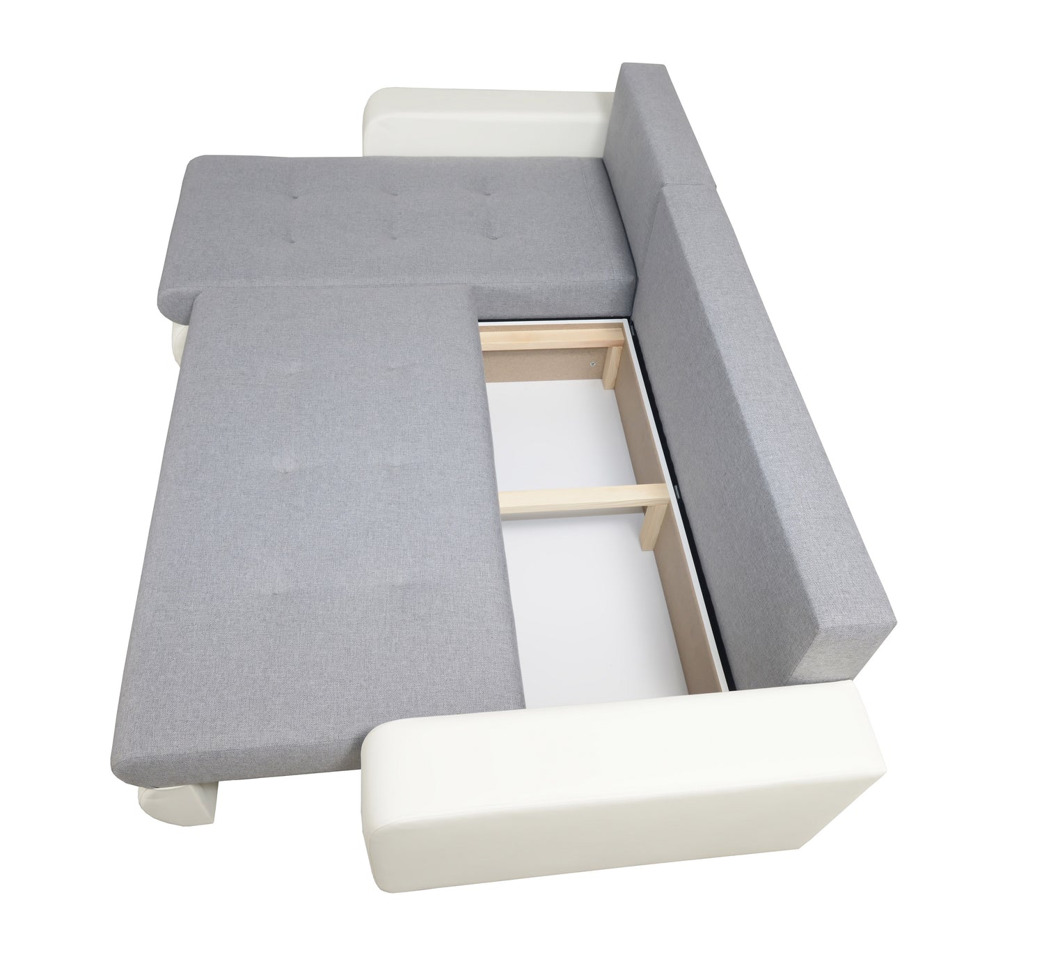 CORNER SOFA BED DAVY CHOICE OF COLOR 238CM / SPRINGS + FOAMTHIS MODEL IS UNIVERSAL WHICH MEANS YOU CAN CHOOSE CORNER SIDE DURING ASSEMBLY BOTTOM FAUX LEATHER 3x PILLOWS INCLUDED1X STORAGE SPACECHROME LEGSWAVY SPRINGS + FOAMDimensions: - width 236 cm - dep