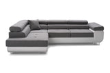 CORNER SOFA BED ASH 273CM BROWN/WHITE FAUX LEATHER / SPRINGS + FOAMWavy springs + foam CHOICE OF COLOR Large sleeping areaSEAT AND CUSHIONS MADE IN LUX FABRIC CLICK HERE BOTTOM AND SIDES MADE OF FAUX LEATHER SOFT CLICK HERE Dimensions W: 273cm D:203cm H: