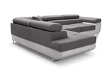 CORNER SOFA BED ASH 273CM GREY/WHITE / SPRINGS + FOAMWavy springs + foam CHOICE OF COLOR Large sleeping areaSEAT AND CUSHIONS MADE IN LUX FABRIC CLICK HERE BOTTOM AND SIDES MADE OF FAUX LEATHER SOFT CLICK HERE Dimensions W: 273cm D:203cm H: 90cm Sleeping