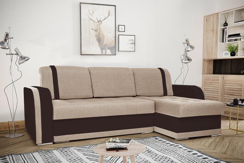 CORNER SOFA BED DINA 236CM 2X STORAGE SPACE CHOICE OF COLOR UNIVERSAL CORNER RIGHT/LEFT CORNER / BONELL SPRINGS + FOAM﻿THIS MODEL IS UNIVERSAL WHICH MEANS YOU CAN CHOOSE CORNER SIDE DURING ASSEMBLYBONELL SPRINGS + FOAM 2X Storage space 3X pillow included