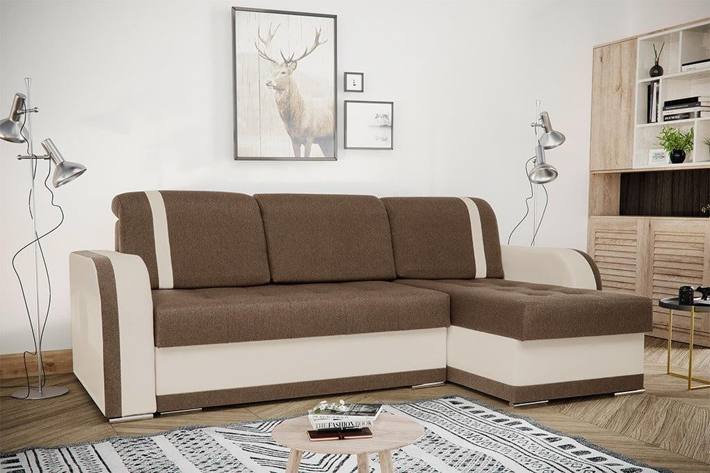 CORNER SOFA BED DINA 236CM 2X STORAGE SPACE CHOICE OF COLOR UNIVERSAL CORNER RIGHT/LEFT CORNER / BONELL SPRINGS + FOAM﻿THIS MODEL IS UNIVERSAL WHICH MEANS YOU CAN CHOOSE CORNER SIDE DURING ASSEMBLYBONELL SPRINGS + FOAM 2X Storage space 3X pillow included