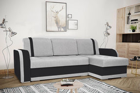 CORNER SOFA BED DINA 236CM 2X STORAGE SPACE GREY/BLACK INARI 91/1114 UNIVERSAL CORNER RIGHT/LEFT CORNER / BONELL SPRINGS + FOAMVIEW ALL COLORS CLICK HERE﻿THIS MODEL IS UNIVERSAL WHICH MEANS YOU CAN CHOOSE CORNER SIDE DURING ASSEMBLYBONELL SPRINGS + FOAM 2
