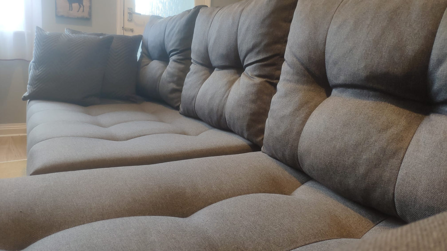 CORNER SOFA BED BRIAN 2X STORAGE SPACE MALMO 95 222x140cm universal RIGHT/LEFT CORNER / BONELL SPRINGS + FOAMTHIS MODEL IS UNIVERSAL WHICH MEANS YOU CAN CHOOSE CORNER SIDE DURING ASSEMBLYMADE IN MALMO FABRIC CLICK HERE3x PILLOWS INCLUDED2X STORAGE SPACEWO