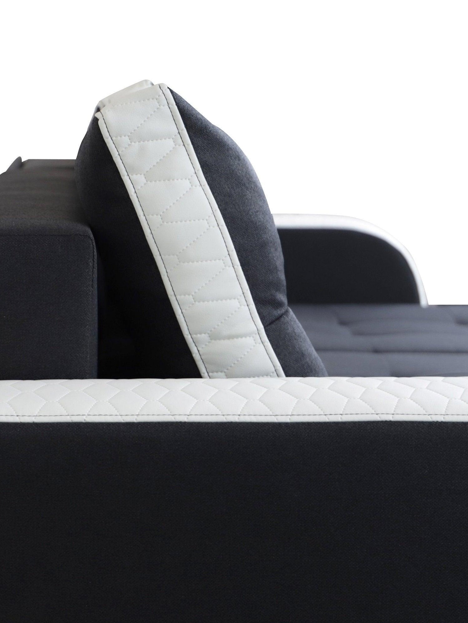 CORNER SOFA BED SAM GRAPHITE / WHITE 236CM 2X STORAGE SPACE universal RIGHT/LEFT CORNER / BONELL SPRINGS + FOAMTHIS MODEL IS UNIVERSAL WHICH MEANS YOU CAN CHOOSE CORNER SIDE DURING ASSEMBLY3x PILLOWS INCLUDED2X STORAGE SPACE BONELL SPRINGS + FOAM - length