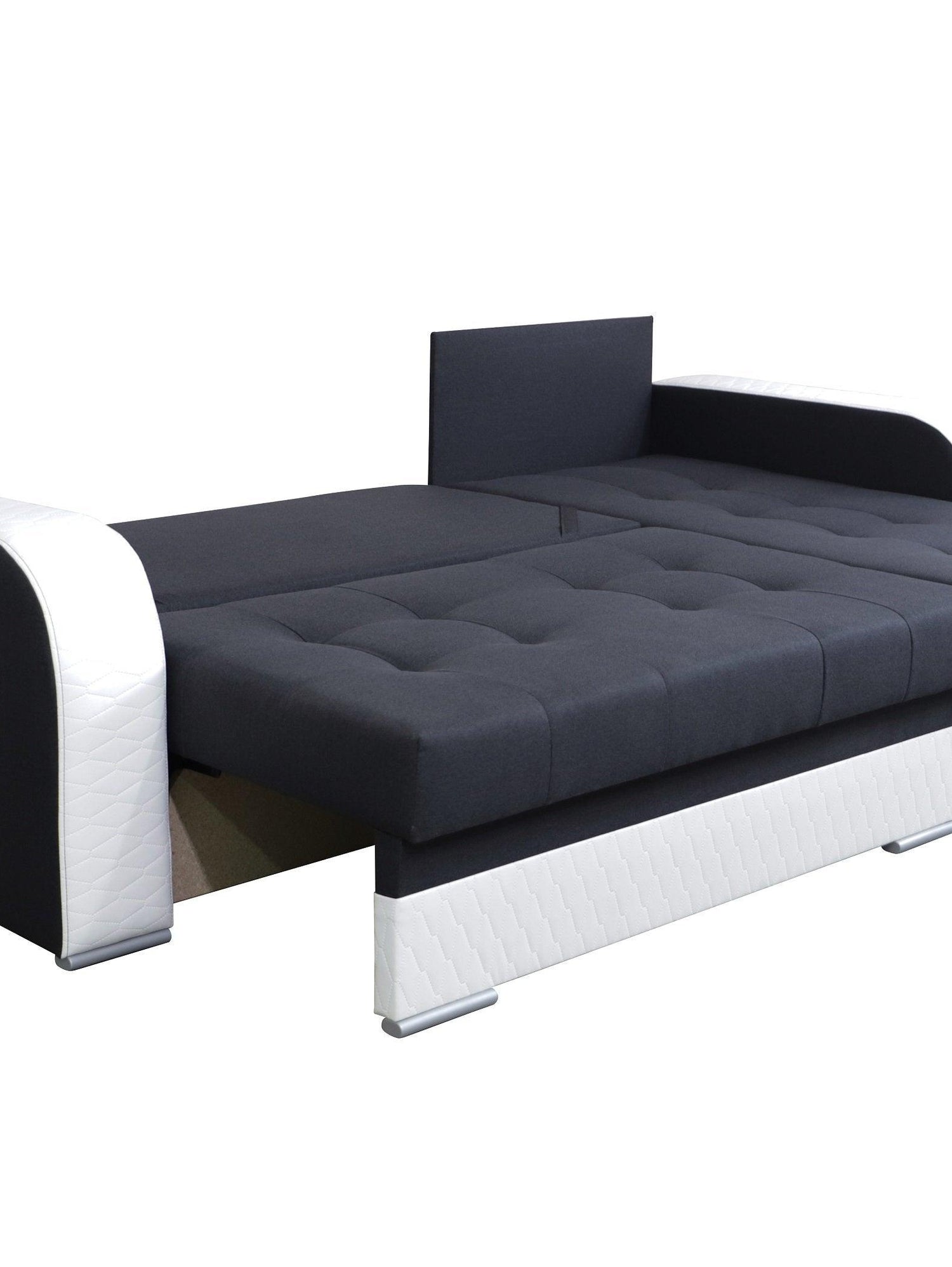 CORNER SOFA BED SAM GRAPHITE / WHITE 236CM 2X STORAGE SPACE universal RIGHT/LEFT CORNER / BONELL SPRINGS + FOAMTHIS MODEL IS UNIVERSAL WHICH MEANS YOU CAN CHOOSE CORNER SIDE DURING ASSEMBLY3x PILLOWS INCLUDED2X STORAGE SPACE BONELL SPRINGS + FOAM - length