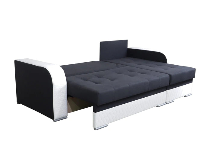 CORNER SOFA BED SAM GREEN MALMO 37 / BLACK 236CM universal RIGHT/LEFT CORNER - Anna Furniture