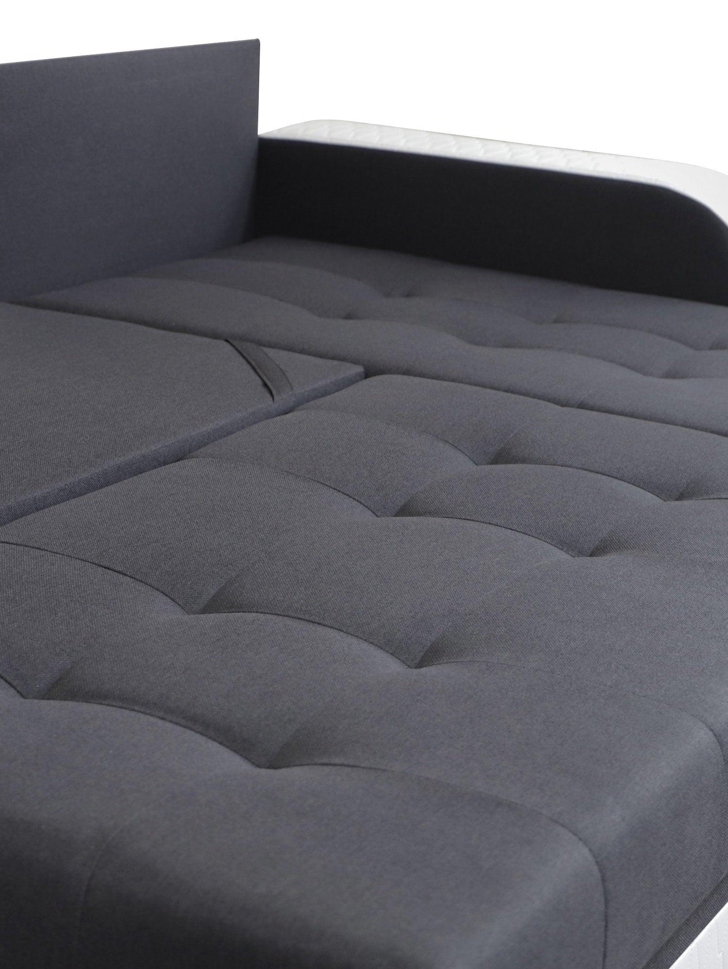 CORNER SOFA BED SAM GRAPHITE / WHITE 236CM 2X STORAGE SPACE universal RIGHT/LEFT CORNER / BONELL SPRINGS + FOAMTHIS MODEL IS UNIVERSAL WHICH MEANS YOU CAN CHOOSE CORNER SIDE DURING ASSEMBLY3x PILLOWS INCLUDED2X STORAGE SPACE BONELL SPRINGS + FOAM - length