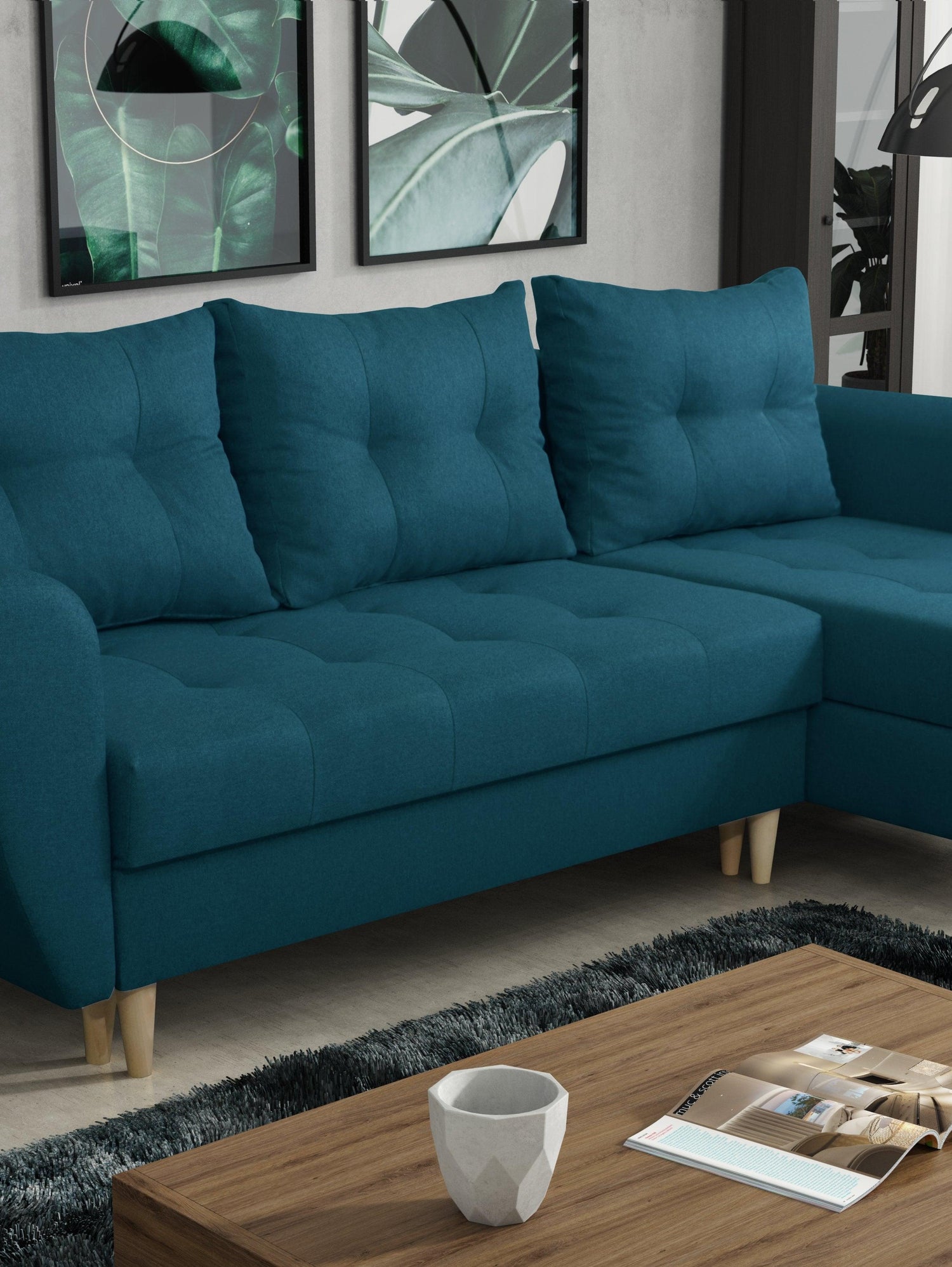 CORNER SOFA BED PALMO 2X STORAGE SPACE MALMO 85 240cm universal RIGHT/LEFT CORNER / BONELL SPRINGS + FOAMVIEW ALL COLORS CLICK HERETHIS MODEL IS UNIVERSAL WHICH MEANS YOU CAN CHOOSE CORNER SIDE DURING ASSEMBLYMADE IN MALMO FABRIC CLICK HERE3x PILLOWS INCL