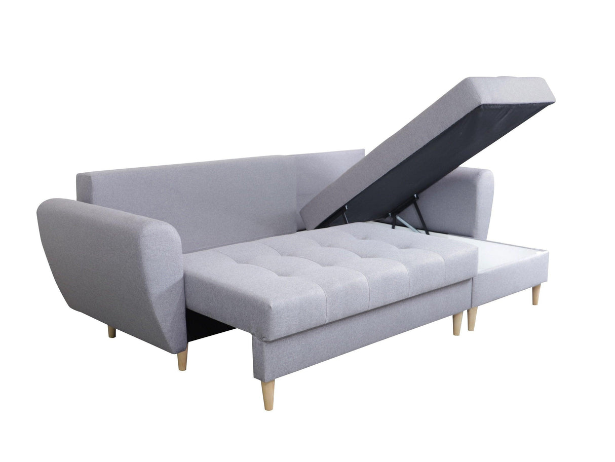 CORNER SOFA BED PALMO 2X STORAGE SPACE MALMO 95 GREY 240cm universal RIGHT/LEFT CORNER / BONELL SPRINGS + FOAMVIEW ALL COLORS CLICK HERETHIS MODEL IS UNIVERSAL WHICH MEANS YOU CAN CHOOSE CORNER SIDE DURING ASSEMBLYMADE IN MALMO FABRIC CLICK HERE3x PILLOWS