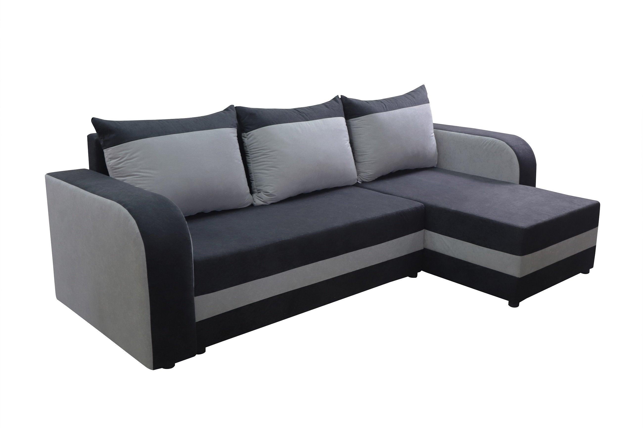 CORNER SOFA BED ALEXA BLACK/BLUE 238cm universal RIGHT/LEFT CORNER / FOAMTHIS MODEL IN UNIVERSAL WHICH MEANS YOU CAN CHOOSE CORNER SIDE DURING ASSEMBLY3x PILLOWS INCLUDED1X STORAGE SPACESLEEPING FUNCTIONDIMENTIONSWidth: 238 cmDepth: 140cmSleeping area: 20