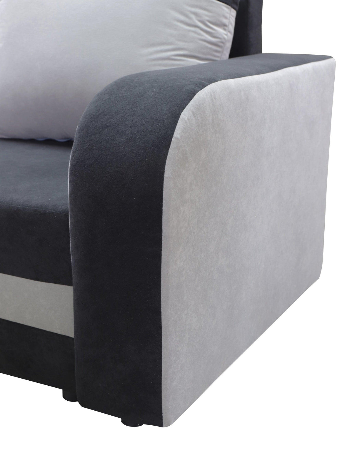 CORNER SOFA BED ALEXA BLACK/BLUE 238cm universal RIGHT/LEFT CORNER / FOAMTHIS MODEL IN UNIVERSAL WHICH MEANS YOU CAN CHOOSE CORNER SIDE DURING ASSEMBLY3x PILLOWS INCLUDED1X STORAGE SPACESLEEPING FUNCTIONDIMENTIONSWidth: 238 cmDepth: 140cmSleeping area: 20