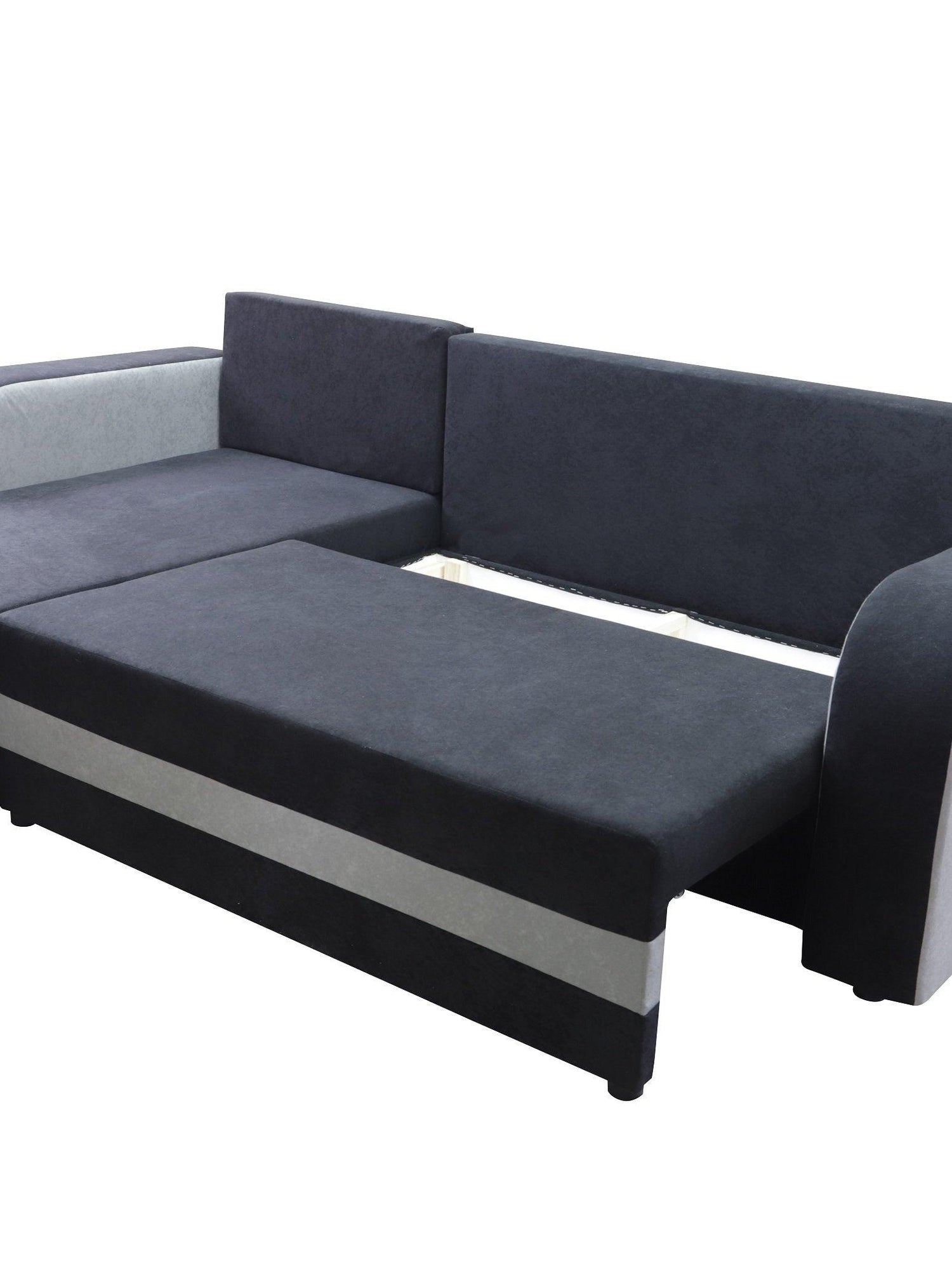 CORNER SOFA BED ALEXA BLACK / DARK GREY 238cm universal RIGHT/LEFT CORNER / FOAMTHIS MODEL IN UNIVERSAL WHICH MEANS YOU CAN CHOOSE CORNER SIDE DURING ASSEMBLY3x PILLOWS INCLUDED1X STORAGE SPACESLEEPING FUNCTIONDIMENTIONSWidth: 238 cmDepth: 140cmSleeping a