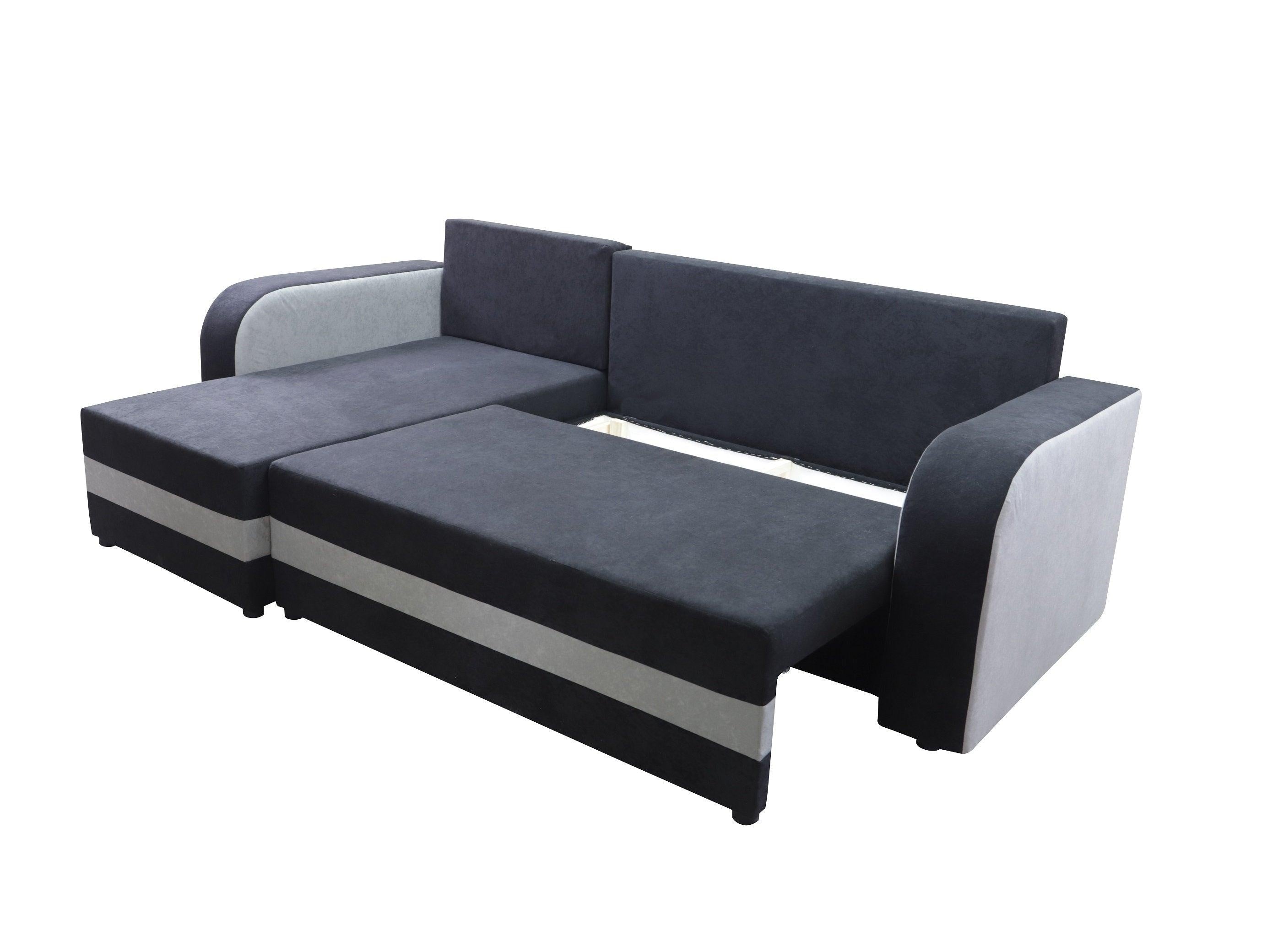 CORNER SOFA BED ALEXA BLACK/BLUE 238cm universal RIGHT/LEFT CORNER / FOAMTHIS MODEL IN UNIVERSAL WHICH MEANS YOU CAN CHOOSE CORNER SIDE DURING ASSEMBLY3x PILLOWS INCLUDED1X STORAGE SPACESLEEPING FUNCTIONDIMENTIONSWidth: 238 cmDepth: 140cmSleeping area: 20