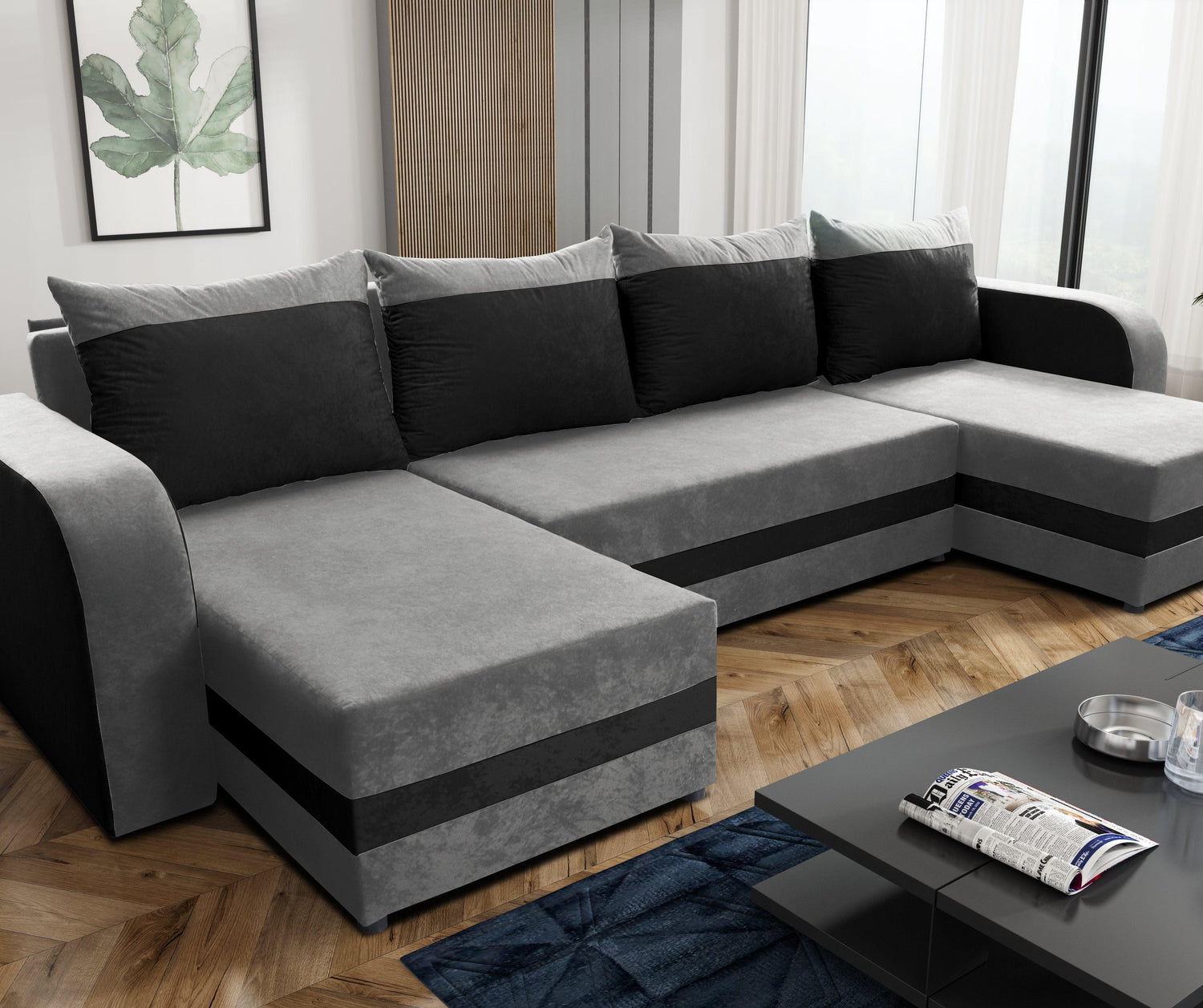 CORNER SOFA BED ALEXA U SHAPE 304CM / FOAMCHOICE OF COLORT30 FOAM STORAGE SPACE4 CUSHIONS Large sleeping areaDIMENTIONS IN PHOTOSAnna Furniture