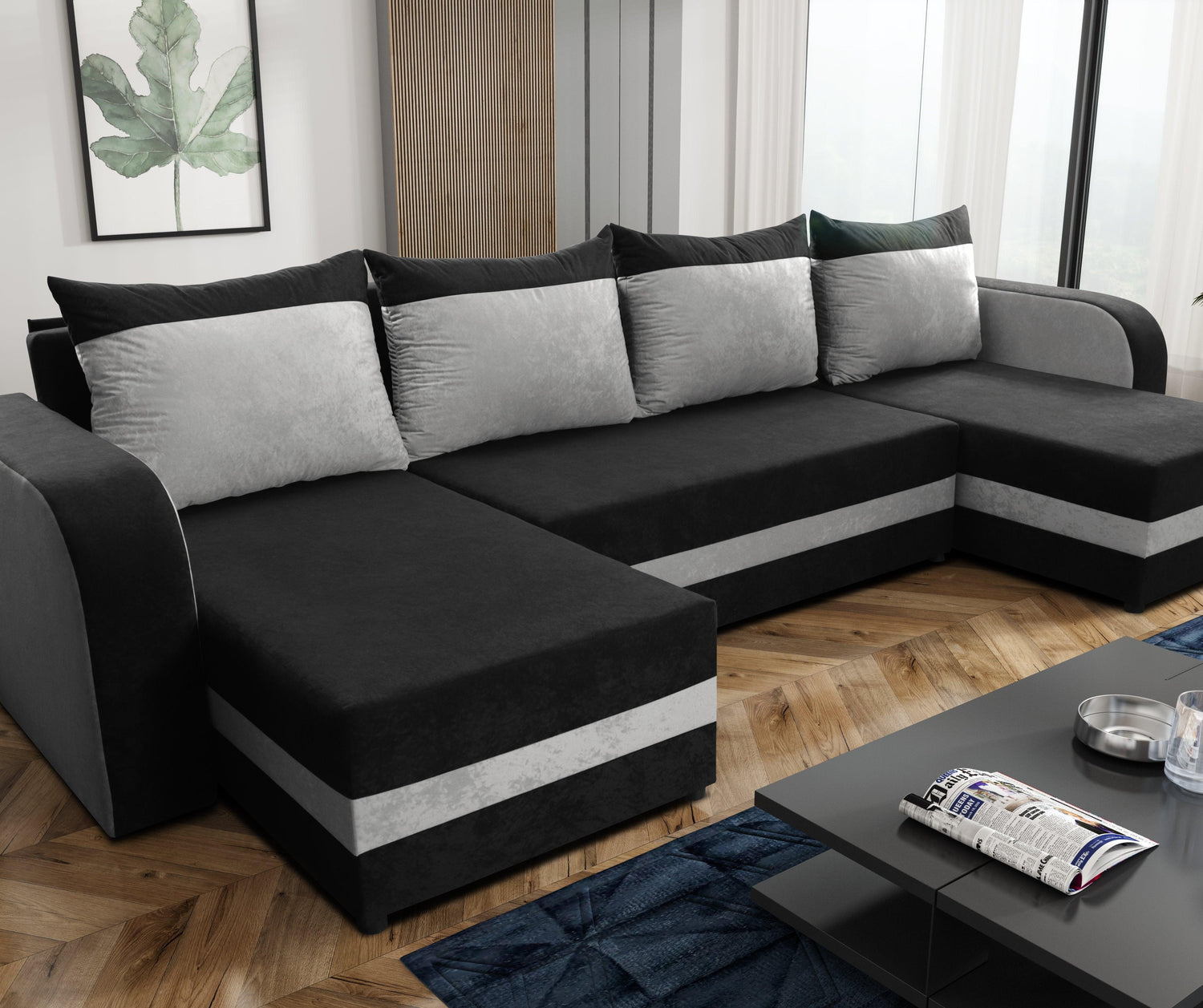 CORNER SOFA BED ALEXA U SHAPE 304CM / FOAMCHOICE OF COLORT30 FOAM STORAGE SPACE4 CUSHIONS Large sleeping areaDIMENTIONS IN PHOTOSAnna Furniture