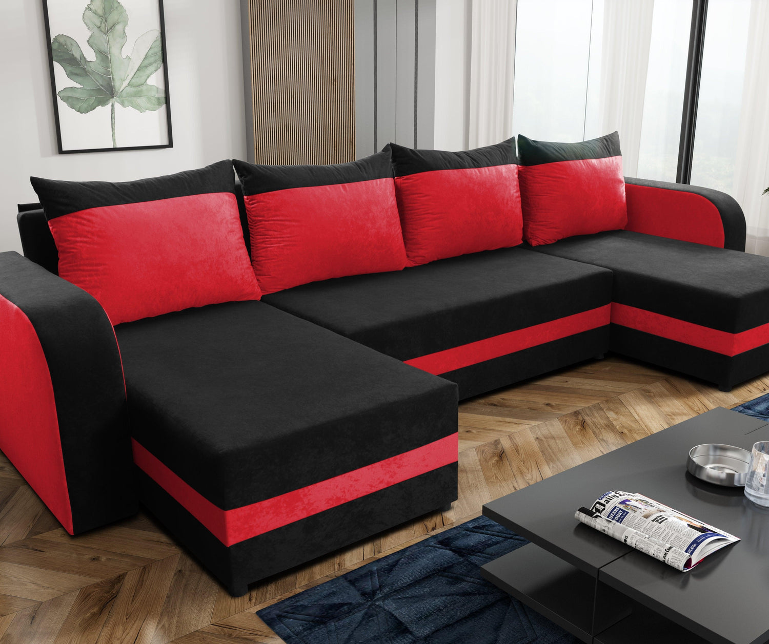 CORNER SOFA BED ALEXA U SHAPE 304CM / FOAMCHOICE OF COLORT30 FOAM STORAGE SPACE4 CUSHIONS Large sleeping areaDIMENTIONS IN PHOTOSAnna Furniture