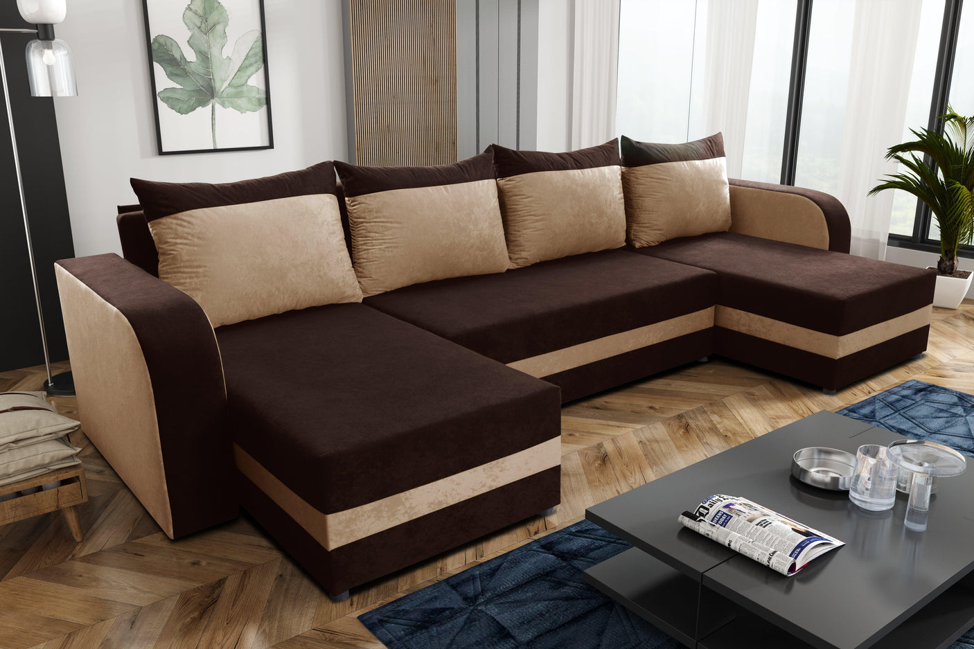 CORNER SOFA BED ALEXA U SHAPE 304CM / FOAMCHOICE OF COLORT30 FOAM STORAGE SPACE4 CUSHIONS Large sleeping areaDIMENTIONS IN PHOTOSAnna Furniture