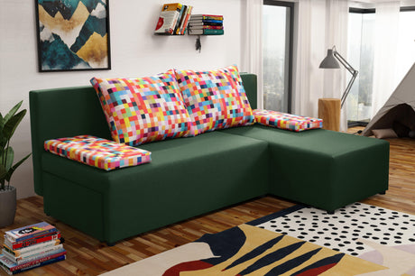 SMALL CORNER SOFA BED MONTANA 201CM CHOICE OF COLOR UNIVERSAL CORNER RIGHT/LEFT CORNER / FOAMTHIS MODEL IS UNIVERSAL WHICH MEANS YOU CAN CHOOSE CORNER SIDE DURING ASSEMBLY2x LARGE 2X SMALL SIDE PILLOWS INCLUDED1X STORAGE SPACEMADE IN MALMO FABRIC CLICK HE