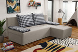 SMALL CORNER SOFA BED TOM 201CM CHOICE OF COLOR UNIVERSAL RIGHT/LEFT CORNER / FOAMTHIS MODEL IS UNIVERSAL WHICH MEANS YOU CAN CHOOSE CORNER SIDE DURING ASSEMBLY2x LARGE 2X SMALL SIDE PILLOWS INCLUDED1X STORAGE SPACEMADE IN MALMO FABRIC CLICK HEREThe corne